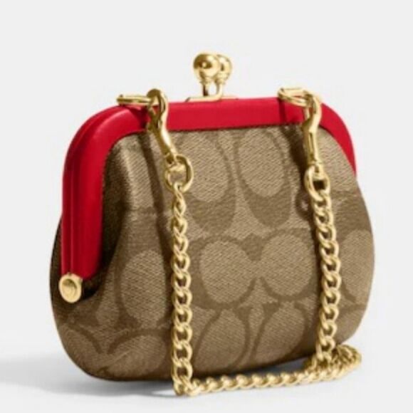 Coach Signature C Kisslock Crossbody Coin Purse - Picture 2 of 8